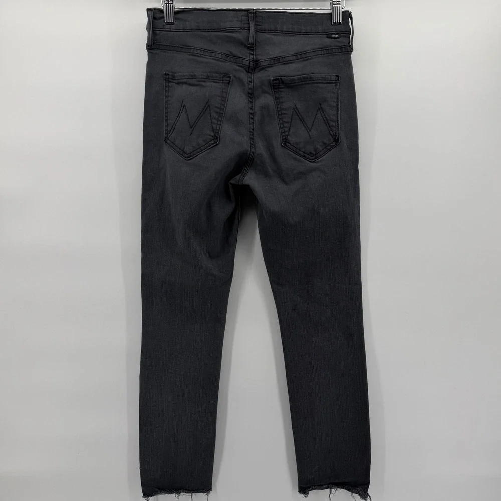 Mother The Mid Rise Dazzler Ankle Step Fray Jeans Women 29 Dark Grey